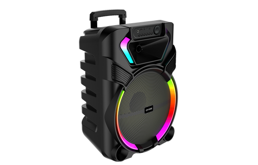 Boxa Portabila AT PERFORMANCE®, cu Lumini RGB, cu Maner, Putere 300w, MP3, USB, Bluetooth, TF, WIFI, Slot Microfon, Karaoke, Acumulator, Negru
