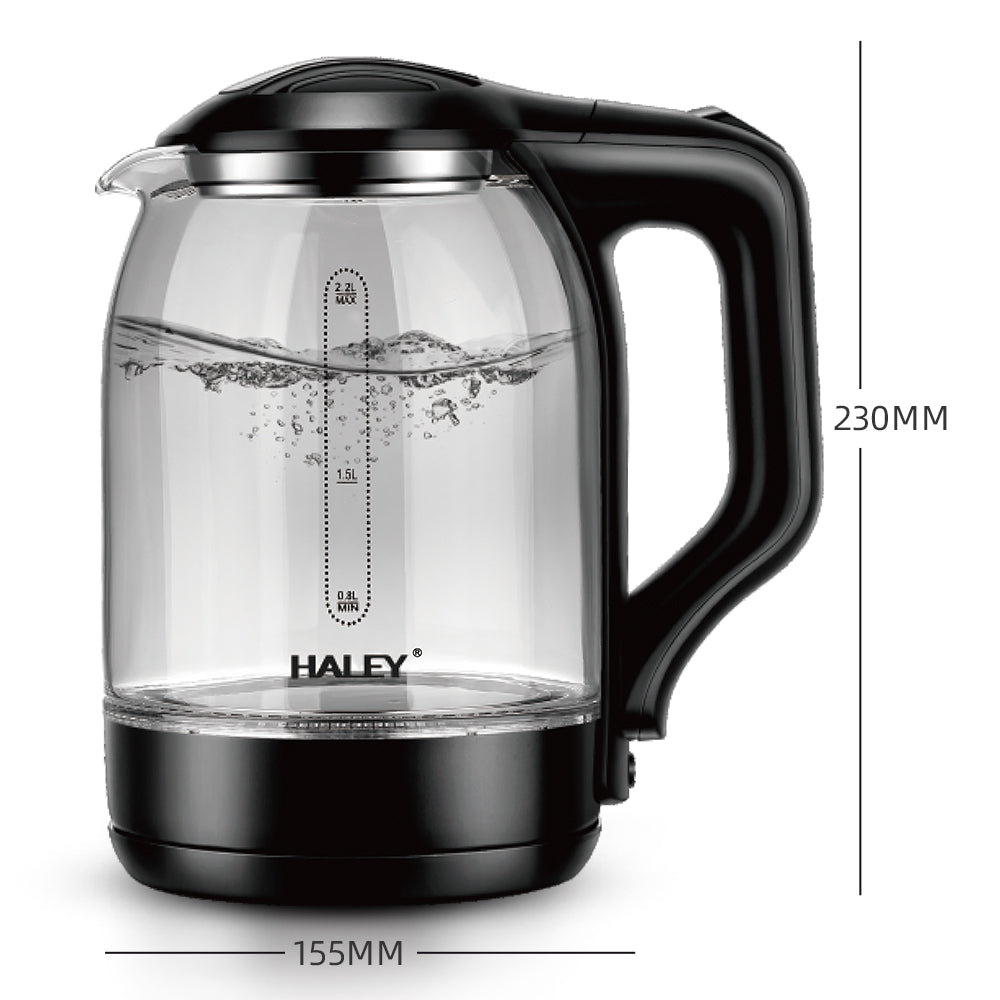 Fierbător Electric HALEY 2.2L, 1800W, Sticlă Termorezistentă, Încălzire Rapidă, Oprire Automată, Design Modern