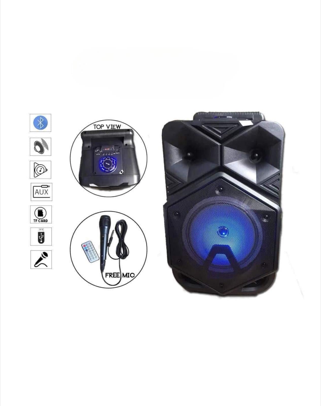 Boxă Portabilă cu Bluetooth, Microfon, Telecomanda, USB, Lumini LED