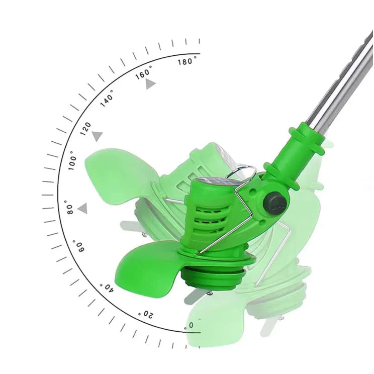 Motocoasa Electrica AT PERFORMANCE Cu Acumulator 24V, Brat Ajustabil, 2 Lame, 1 Disc Pentru Taiere, 18000 RPM, 2-3 Ore Autonomie, Verde