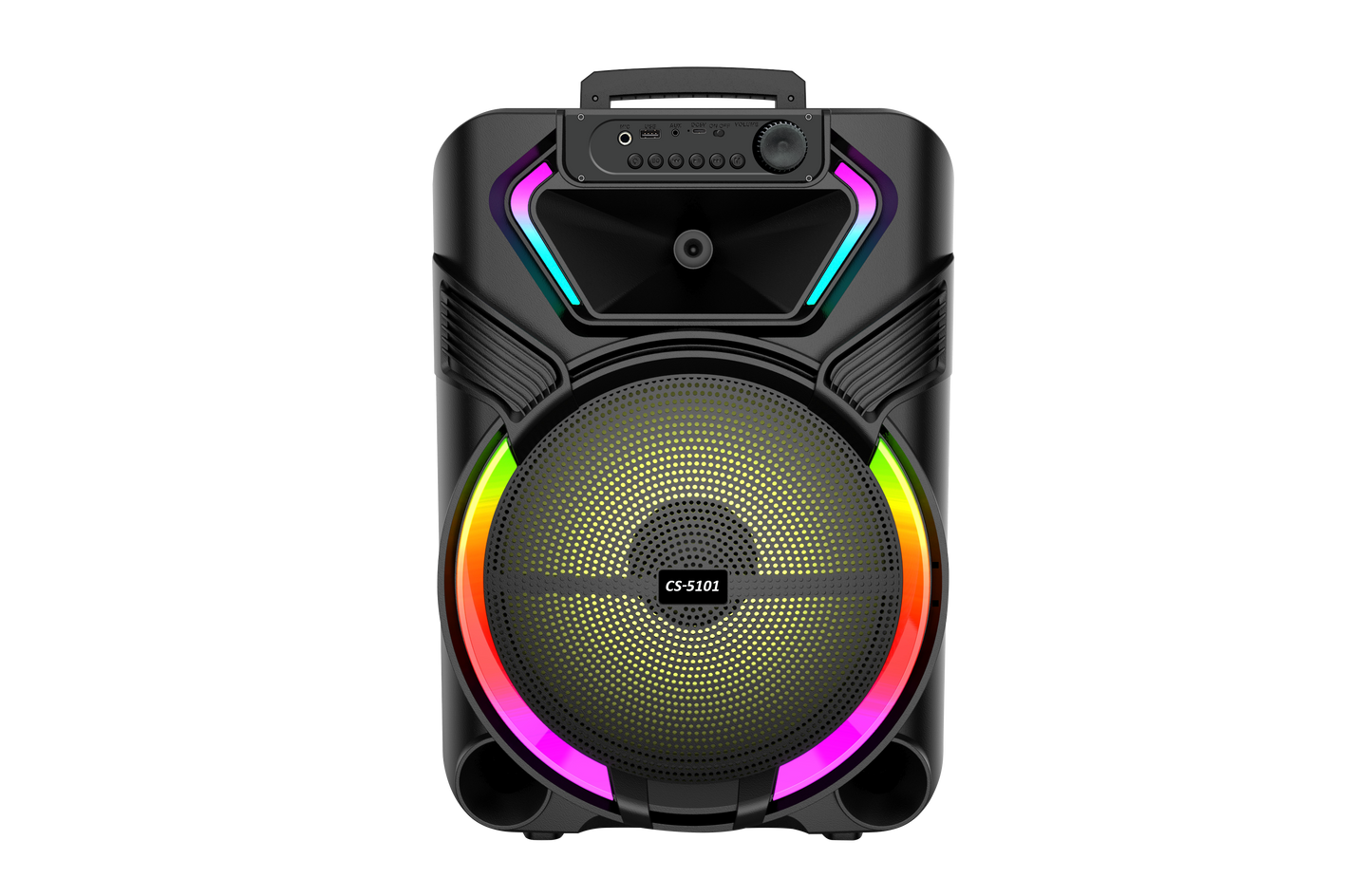 Boxa Portabila AT PERFORMANCE®, cu Lumini RGB, cu Maner, Putere 300w, MP3, USB, Bluetooth, TF, WIFI, Slot Microfon, Karaoke, Acumulator, Negru
