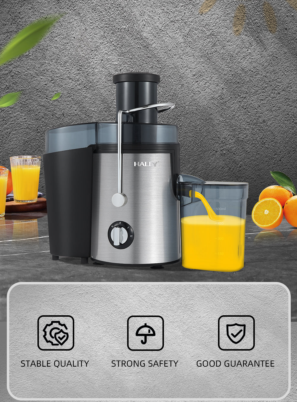 Storcător de Citrice Electric HALEY 1000W – Panou Touch, Zgomot Redus, Capacitate 500ml, Motor Puternic