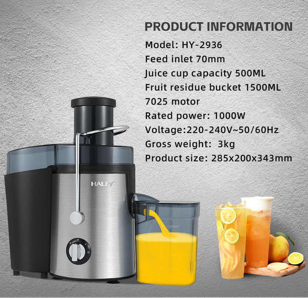 Storcător de Citrice Electric HALEY 1000W – Panou Touch, Zgomot Redus, Capacitate 500ml, Motor Puternic
