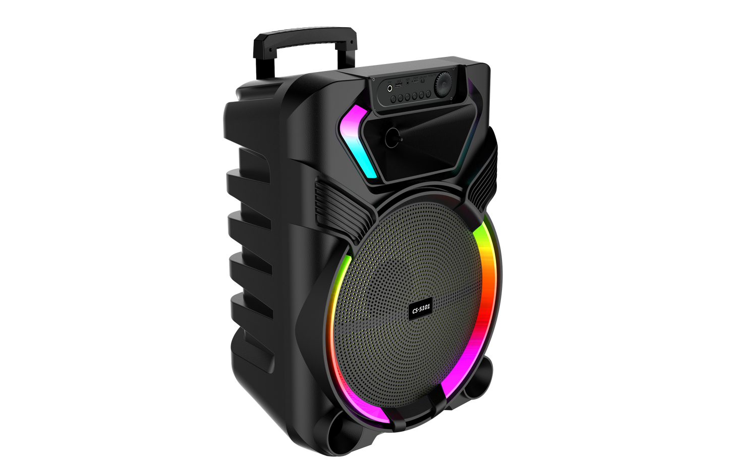 Boxa Portabila AT PERFORMANCE®, cu Lumini RGB, cu Maner, Putere 300w, MP3, USB, Bluetooth, TF, WIFI, Slot Microfon, Karaoke, Acumulator, Negru