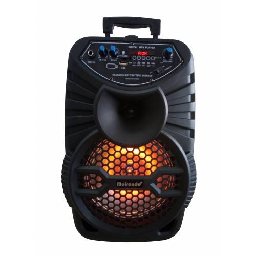 Boxă Portabilă Kolav 15" Bluetooth cu Woofer și Lumină, USB/FM/TF/TWS, Intrare Microfon și AUX, Baterie Reîncărcabilă 7,4V 2000mA, Căruț cu Roți, 5 Butoane, Telecomandă USB