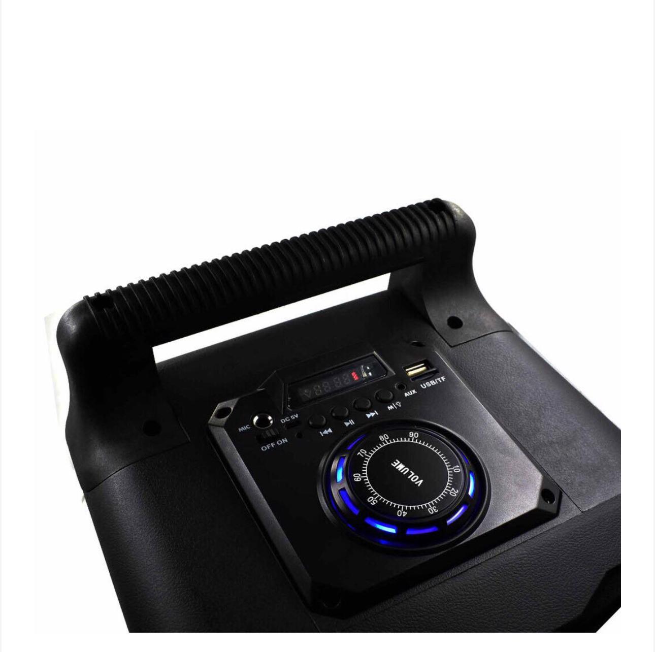 Boxă Portabilă cu Bluetooth, Microfon, Telecomanda, USB, Lumini LED