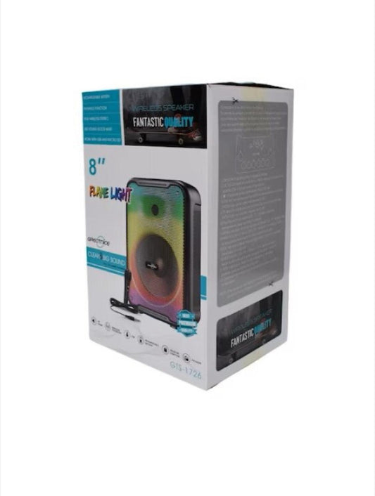 Boxă Portabilă, Bluetooth, Putere 20W, Lumini LED RGB, Audio HD, FM Radio, USB, AUX, Cititor SD Card, 360x240x190 mm, Negru