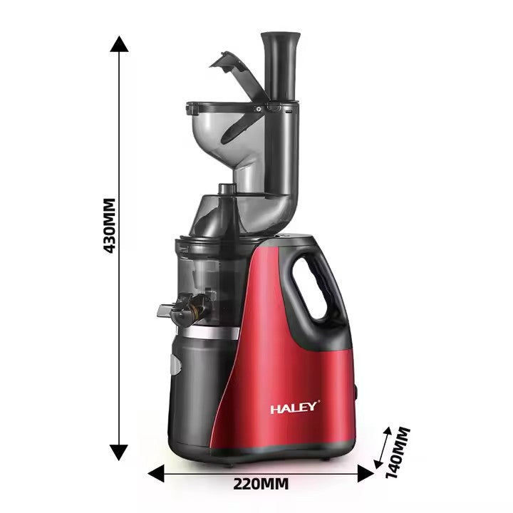 Storcator de citrice HALEY, 150W, Sistem anti-alunecare, Inox, Roșu/Negru